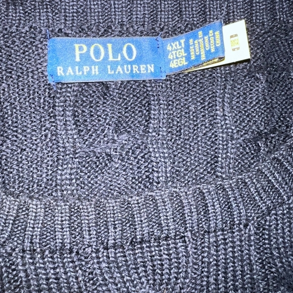 Polo Ralph Lauren Sweater- Men's Big & Tall Size 4XLT- Navy Blue - Picture 2 of 8